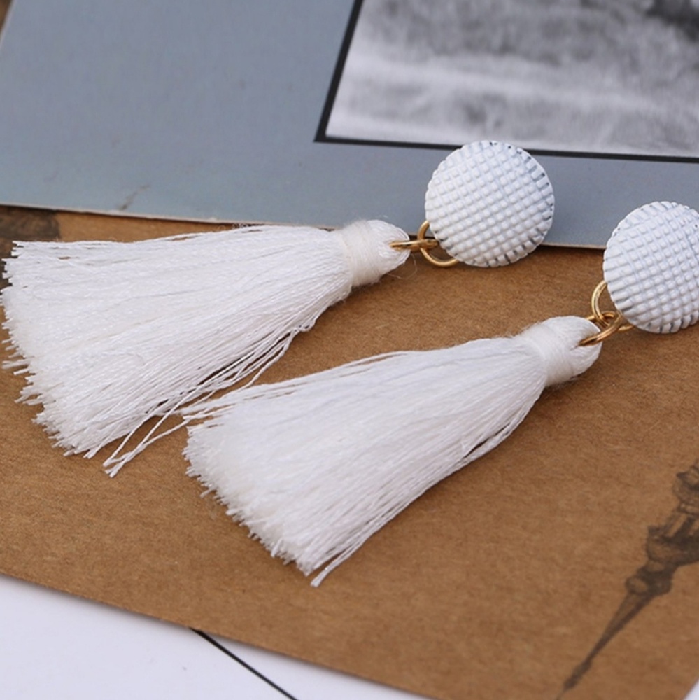 Ball Detail Tassel Drop Earrings
